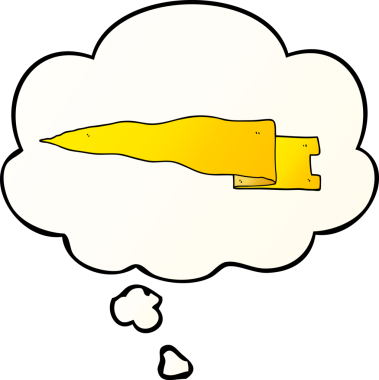 Düşünce baloncuğu ile çizgi film dalgalanan bir insan tarafından çizilen yumuşak gradyan tarzı