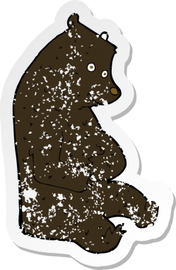 Bir insan tarafından çizilmiş mutlu siyah ayı çizgi filminin gerilimli yapıştırması.