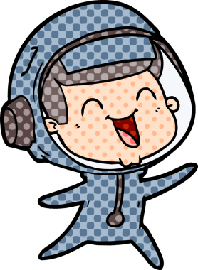 Bir insan tarafından çizilmiş mutlu astronot çizgi filmi.