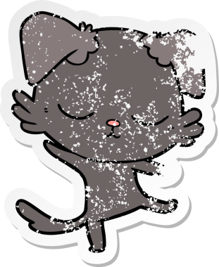 Bir insan tarafından çizilmiş şirin bir köpeğin sıkıntılı çıkartması.