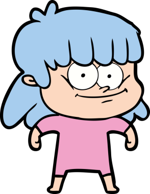 Bir insan tarafından çizilmiş gülümseyen bir kadın.