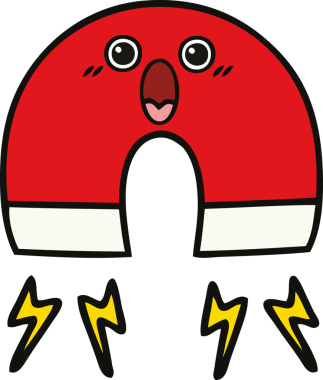 Bir insan tarafından çizilmiş şirin bir mıknatıs karikatürü