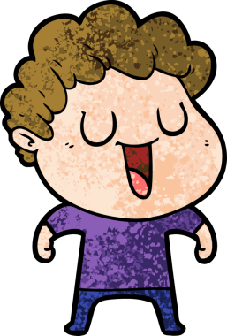 Bir insan tarafından çizilmiş gülen karikatür adam.