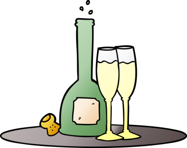 Bir insan tarafından çizilmiş şampanya tepsisi.