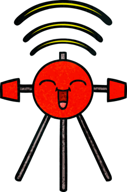 Bir insan tarafından çizilmiş bir uydunun retro grunge desen karikatürü