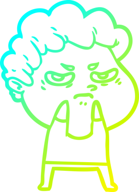 Bir insan tarafından çizilmiş kızgın bir adamın soğuk çizgi çizimi.