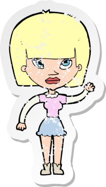 Bir insan tarafından çizilmiş bir karikatür kadının gerilmiş çıkartması.