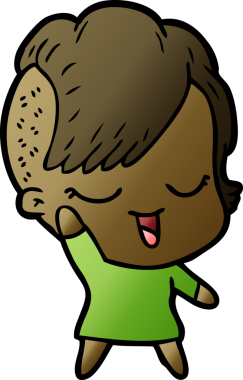 Bir insan tarafından çizilmiş mutlu çizgi film kızı.