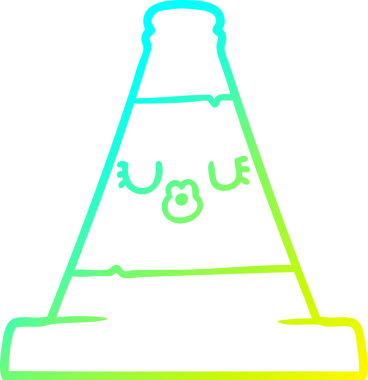 Bir insan tarafından çizilmiş trafik konisinin soğuk gradyan çizgisi.