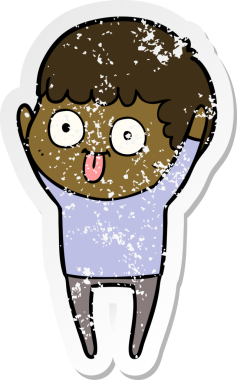 Bir insan tarafından çizilmiş karikatür adamın sıkıntılı çıkartması.