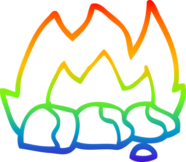 Gökkuşağı gradyan çizgi çizimi bir insan tarafından çizilmiş yanan kömürlerin
