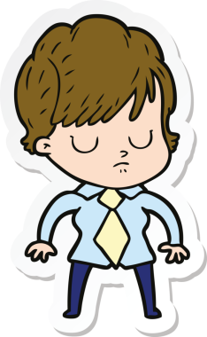 Bir insan tarafından çizilmiş bir karikatür kadının çıkartması.