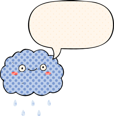 Bir insan tarafından çizilmiş çizgi roman tarzında konuşma baloncuğu olan şirin bir çizgi film bulutu.