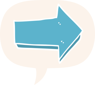 bir insan tarafından çizilmiş, konuşma baloncuklu çizgi film oku