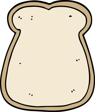 Bir insan tarafından çizilmiş bir ekmek dilimi.