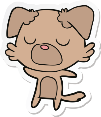 Bir insan tarafından çizilmiş bir köpeğin çıkartması.