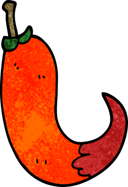 Bir insan tarafından çizilmiş kırmızı acı biber.