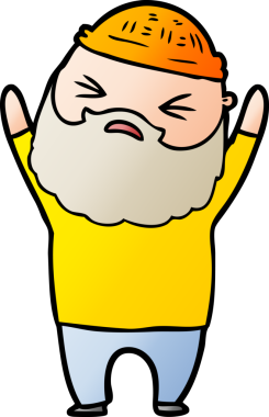 Bir insan tarafından çizilmiş sakallı bir çizgi film adamı.