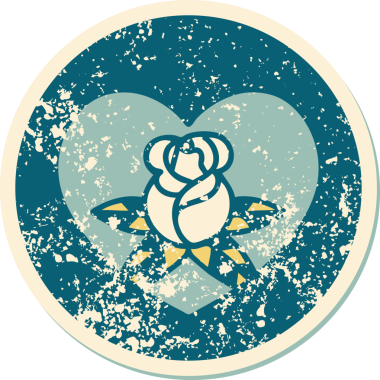 Bir insan tarafından çizilmiş kalp ve çiçeklerin sembolik depresif dövme şekli