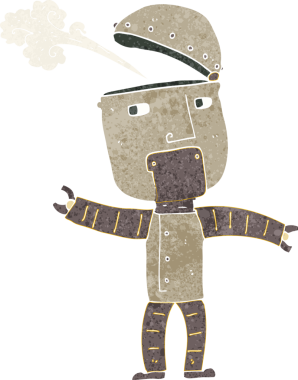 Bir insan tarafından çizilmiş komik robot.