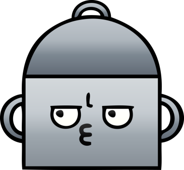 Bir insan tarafından çizilmiş tencerenin gölgeli karikatürü.