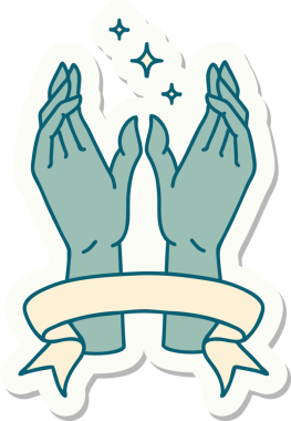 Bir insan tarafından çizilmiş mistik el sancağıyla dövme stili çıkartması