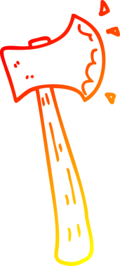 Bir insan tarafından çizilmiş bir baltanın sıcak çizgi çizimi