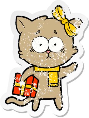 Bir insan tarafından çizilmiş karikatür bir kedinin sıkıntılı çıkartması.