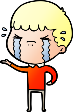 Bir insan tarafından çizilmiş ağlayan çizgi film adamı.