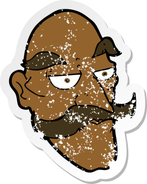 Bir insan tarafından çizilmiş yaşlı bir adamın karikatür desenli yüzü.