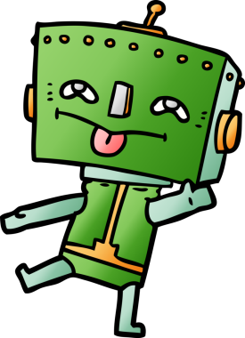 Bir insan tarafından çizilmiş çizgi film robotu