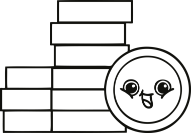 Bir insan tarafından çizilmiş bozuk paraların çizgi çizimi