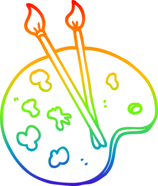 gökkuşağı gradyan çizimi bir insan tarafından çizilmiş bir karikatür sanatçısı paleti