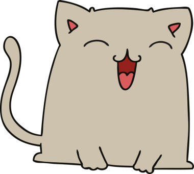 Bir insan tarafından çizilmiş garip çizgi film kedisi.