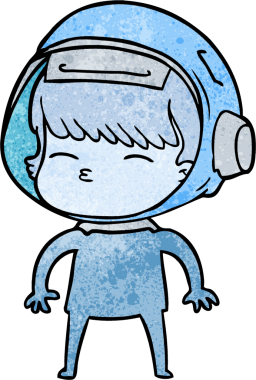 Bir insan tarafından çizilmiş meraklı astronot çizgi filmi.