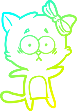 Bir insan tarafından çizilen çizgi film kedisinin soğuk gradyan çizgisi.