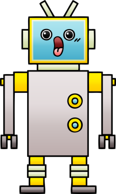 Bir insan tarafından çizilmiş bir robotun gölgelenmiş çizimi