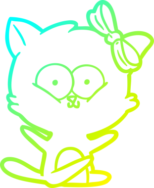 Bir insan tarafından çizilen çizgi film kedisinin soğuk gradyan çizgisi.