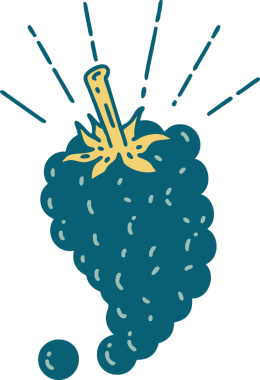 Bir insan tarafından çizilmiş geleneksel bir üzüm demeti dövmesi çizimi