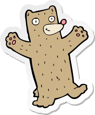 Bir insan tarafından çizilmiş çizgi film ayısının çıkartması.