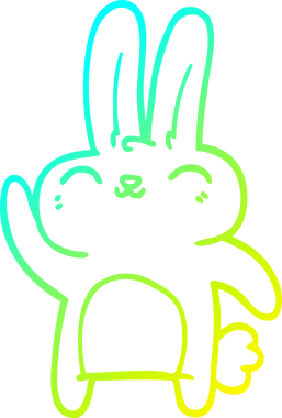 Bir insan tarafından çizilmiş mutlu tavşan çizgi çizimi.