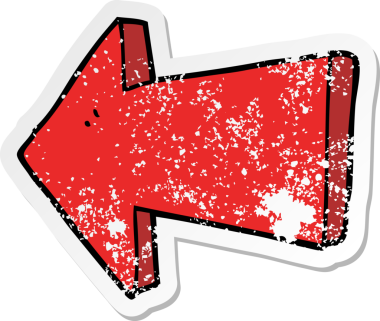 Bir insan tarafından çizilmiş ok şeklindeki karikatür çıkartması.