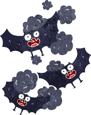 Bir insan tarafından çizilmiş yarasalar.