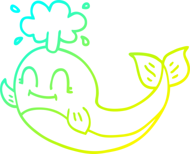 Bir insan tarafından çizilmiş mutlu balina çizgi çizimi