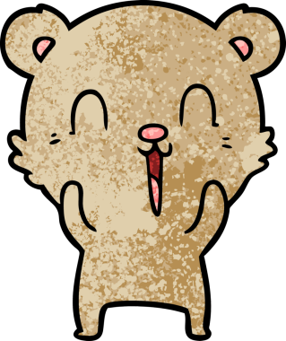 Bir insan tarafından çizilmiş mutlu çizgi film ayısı.