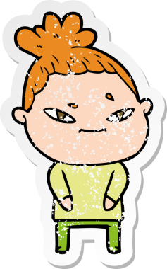 Bir insan tarafından çizilmiş karikatür bir kadının sıkıntılı çıkartması.