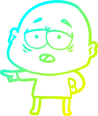 Bir insan tarafından çizilmiş, yorgun, kel bir adamın çizdiği soğuk çizgi.