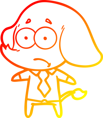 Bir insan tarafından çizilmiş gömlekli ve kravatlı belirsiz bir filin çizgi çizimi.