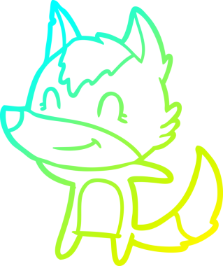 Bir insan tarafından çizilmiş dost canlısı bir kurt çizgi çizimi.