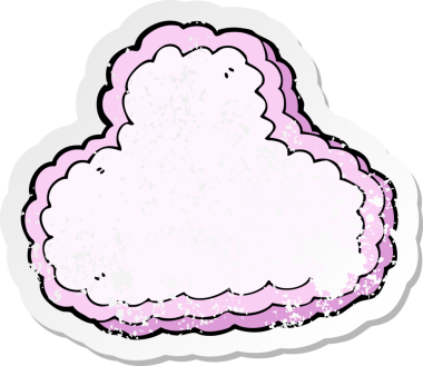 Bir insan tarafından çizilmiş karikatür dekoratif bulutunun gerilemiş yapıştırması.